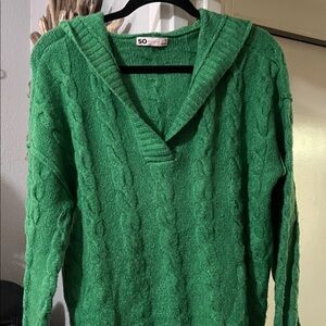 SO Women's Vibrant Green V-Neck Sweater
